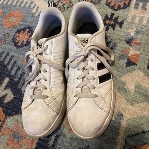 White adidas three stripe sneakers